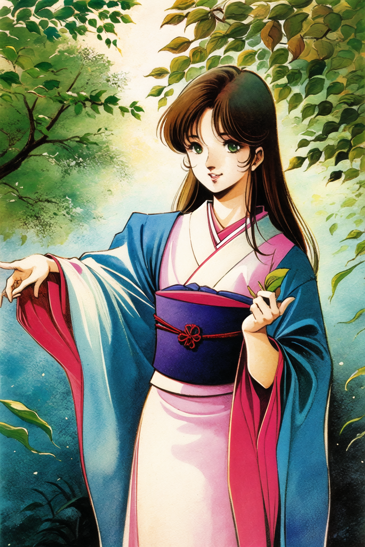 05194-656575997-1girl,solo,japanese clothes, brown hair, 1980s (style), traditional media, kimono, retro artstyle, green eyes, long hair, painti.png
